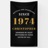 50th Birthday Born 1974 Naam toevoegen Zwart Goud Spandoek (Verticaal)