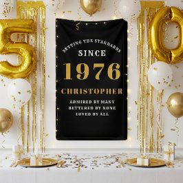50th Birthday Born 1976 Add Name Black Gold Spandoek