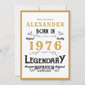 50th Birthday Born 1976 White Gold Legend Kaart (Voorkant)