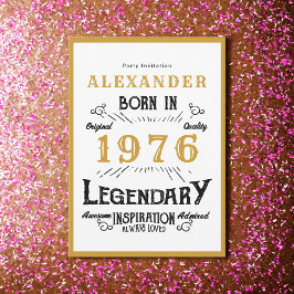 50th Birthday Born 1976 White Gold Legend Kaart