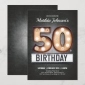 50th Birthday  Broadway Marquee Fun, aangepast Kaart (Voorkant / Achterkant)