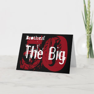 50th Birthday, brother, white, black, red. Kaart