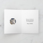 50th Birthday Card with a snow leopard Kaart (Binnen)