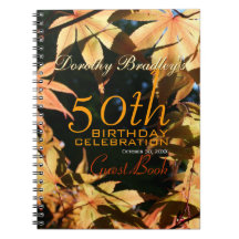 50th Birthday Celebration Autumn Custom Guest Book