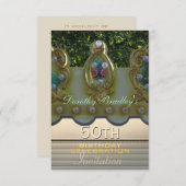50th Birthday Celebration Carousel Custom Invite Kaart (Voorkant / Achterkant)