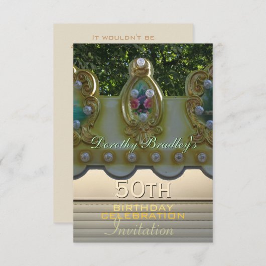 50th Birthday Celebration Carousel Custom Invite Kaart (Voorkant / Achterkant)