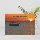50th Birthday Celebration Invitation, Gevist Boat Kaart (Staand voorkant)