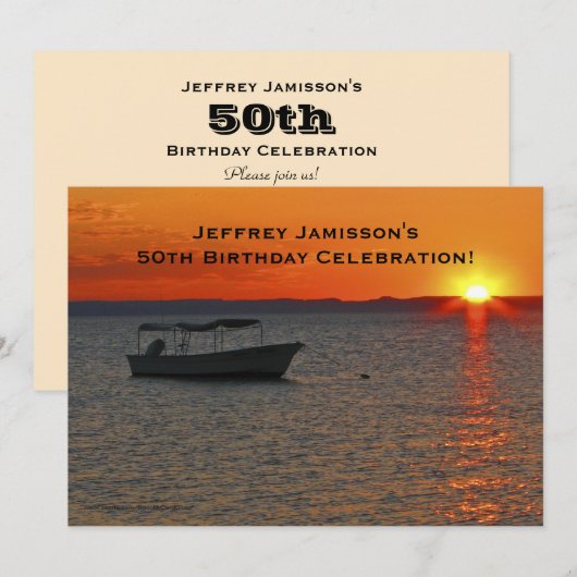 50th Birthday Celebration Invitation, Gevist Boat Kaart (Voorkant / Achterkant)