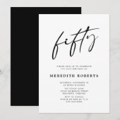 50th Birthday Chic Modern Script Minimalist Party Kaart (Voorkant / Achterkant)