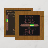 50th Birthday CIGAR-uitnodigingen WOOD LIJST Kaart (Voorkant / Achterkant)