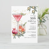 50th Birthday Cocktail Party Invitation Kaart (Staand voorkant)