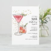 50th Birthday Cocktail Party Invitation Kaart (Staand voorkant)