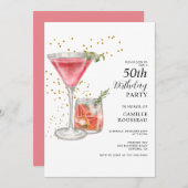 50th Birthday Cocktail Party Invitation Kaart (Voorkant / Achterkant)