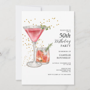 50th Birthday Cocktail Party Invitation Kaart