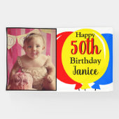 50th Birthday Colorful Balloons Foto Spandoek (Horizontaal)