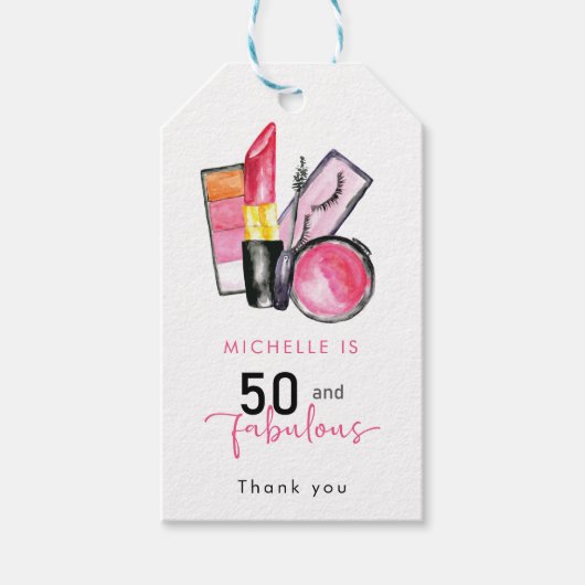 50th Birthday Cosmetics Beauty Woman 50 & Fabulous Cadeaulabel (Voorkant)