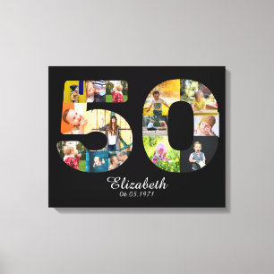 50th Birthday Create Your Own Multi Photo Canvas Afdruk