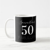 50th Birthday Custom 50 and fabulous Black White Koffiemok (Links)