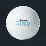 50th Birthday Custom Turquoise Titleist Pro V1 Golfballen<br><div class="desc">"50" of een andere leeftijd. Gepersonaliseerd. Turquoise en zwarte tekst.</div>