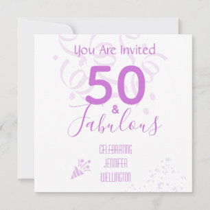 50th Birthday CustomName Hot Pink Party Invitation Kaart