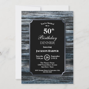 50th Birthday Dinner Wood Party Invitation Kaart