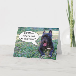 50th Birthday Dog Years French Bulldog Card Kaart