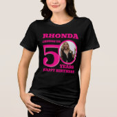 50th Birthday dubbelzijdige foto naam roze tekst Tri-Blend Shirt (Voorkant)