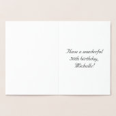 50th Birthday: Elegant, Ornate Script; Custom Name Folie Kaarten (Binnen)