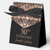 50th Birthday Elegant Rose Black Lace Bedankdoosjes (Voorkant)