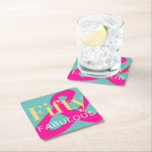 50th Birthday Fifty and Fabulous Bold Bright Party Kartonnen Onderzetters (Insitu)