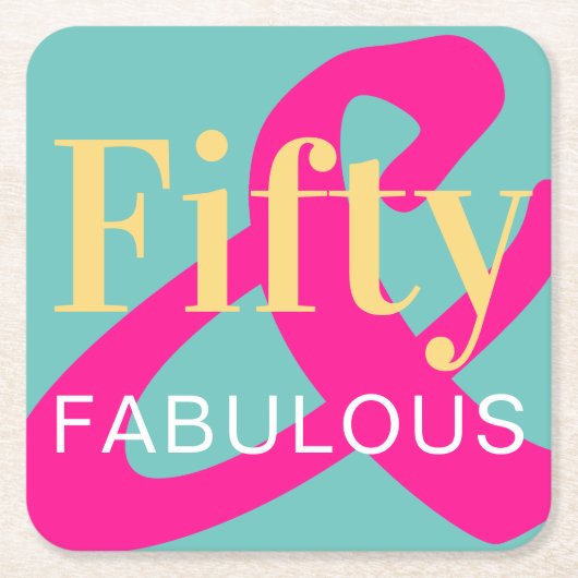 50th Birthday Fifty and Fabulous Bold Bright Party Kartonnen Onderzetters (Voorkant)
