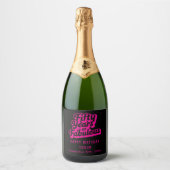 50th Birthday Fifty Years of Fabulous Retro Pink Sparkling Wijnetiket (Voorkant)