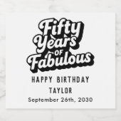 50th Birthday Fifty Years of Fabulous Retro White Sparkling Wijnetiket (Enkel label)