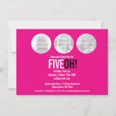 50th birthday FIVE OH! foto pink retro landscape Kaart (Achterkant)