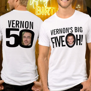 50th Birthday fiveoh aangepaste naam foto zwart wi T-shirt