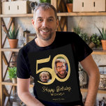 50th Birthday foto op maat T-shirt<br><div class="desc">Rendy vetgedrukte typografie 50 jaar man verjaardag grappige gepersonaliseerde t-shirt sjabloon met 2 foto's en modern retro stijlmanuscript. Eenvoudig aan te passen met jouw tekst en afbeeldingen.</div>