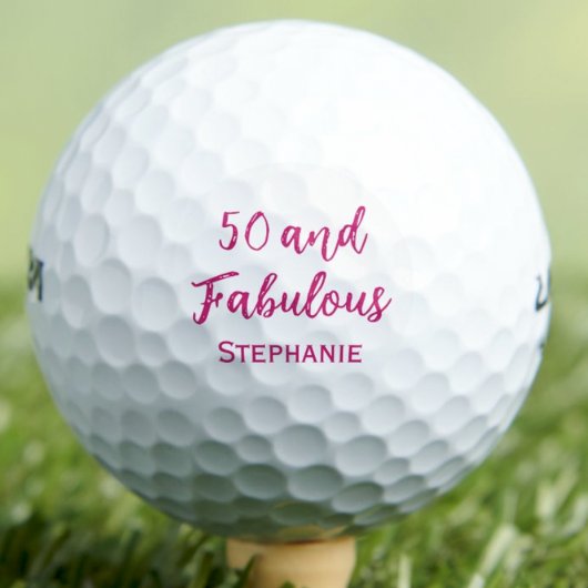 50th Birthday Friend Gift – Pink 50 and Fabulous Golfballen