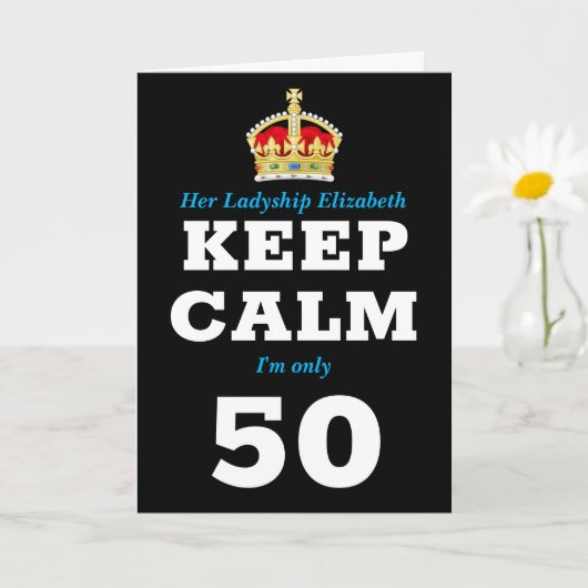 50th Birthday Funny Keep Calm Voeg bericht toe Vro Kaart (Kleine Plant)