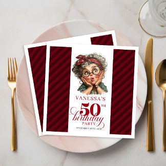 50th Birthday Funny Old Lady Napkins Party Decor Servet