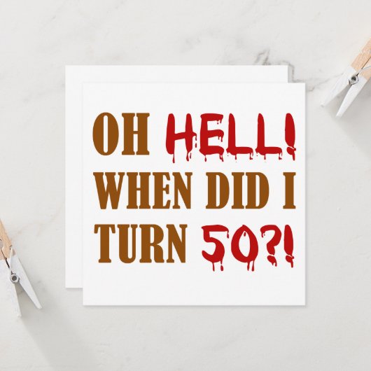 50th Birthday Gag Gift Kaart (Voorkant / Achterkant in situ)