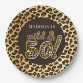 50th Birthday gepersonaliseerde luipaard Folie bal Papieren Bordje (Voorkant)