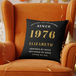 50th Birthday Gift Personalized 1976 Black Gold Kussen