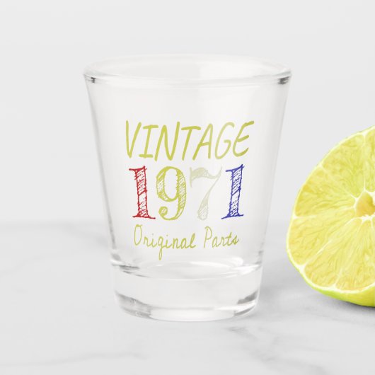 50th Birthday Gift  Retro 1971 Shot Glas (Voorkant)