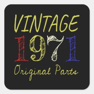 50th Birthday Gift Retro 1971 Vierkante Sticker