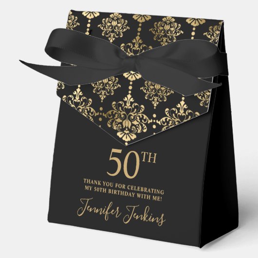 50th Birthday Gold Elegant Thank You  Bedankdoosjes (Voorkant)
