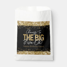 50th Birthday Gold en Black Big Five-Oh Bedankzakje