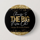 50th Birthday Gold en Black Big Five-Oh Button (Voorkant)
