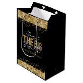 50th Birthday Gold en Black Big Five-Oh Medium Cadeauzakje (Voorkant Gekanteld)