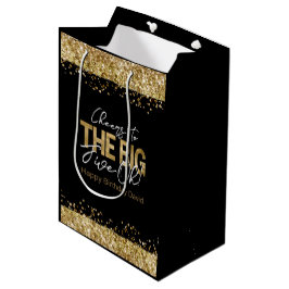 50th Birthday Gold en Black Big Five-Oh Medium Cadeauzakje