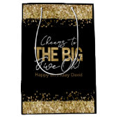50th Birthday Gold en Black Big Five-Oh Medium Cadeauzakje (Voorkant)